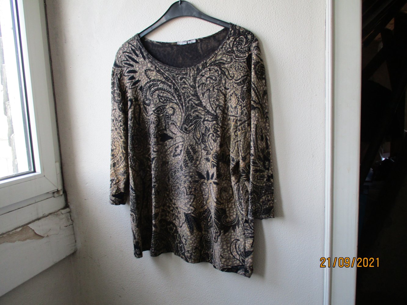 Shirt, beige/schwarz, Größe 46