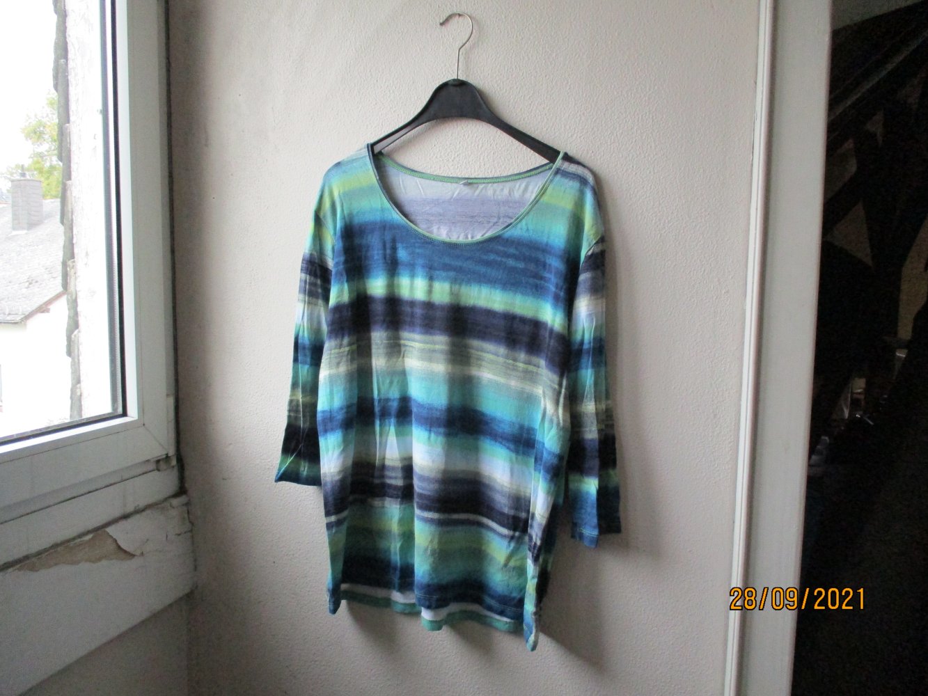 Shirt, grün/blau, Größe XL
