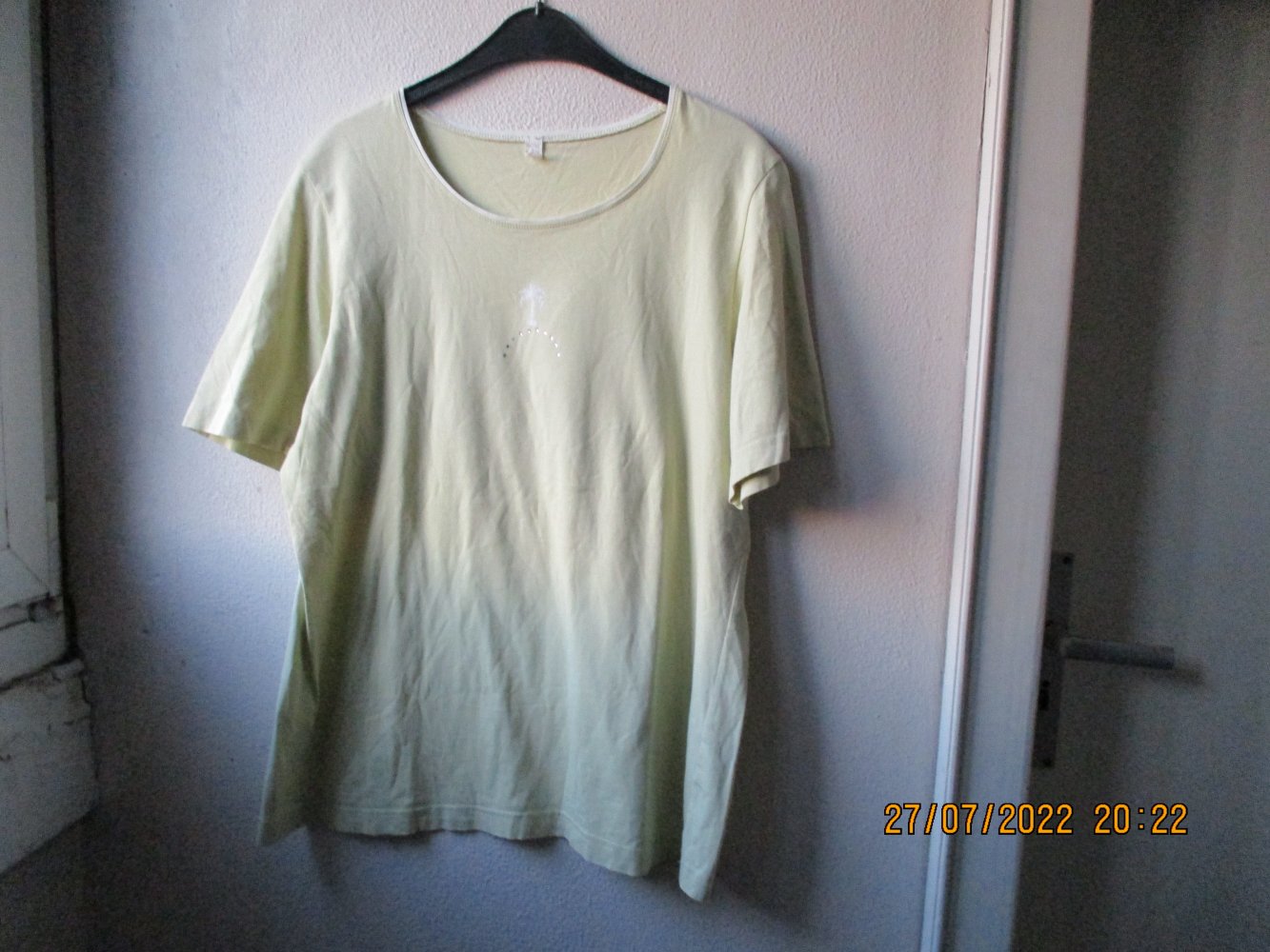 T-Shirt, gelb/weiß, Größe 44