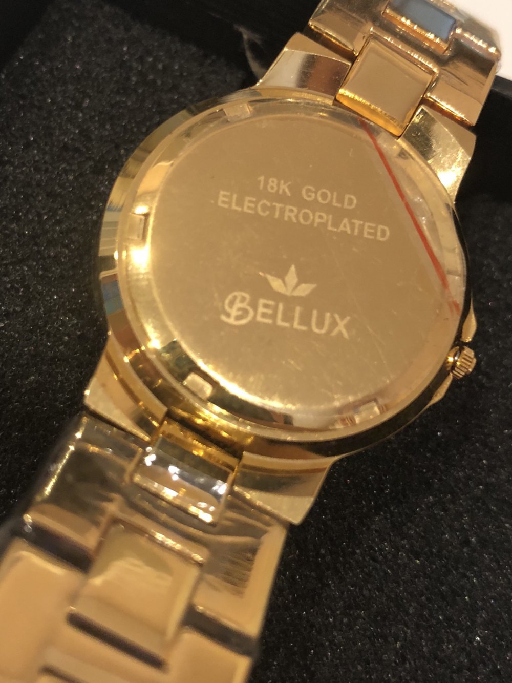 Neue Bellux Uhr mit 18 Karat Gold galvanisiert Zirkoniasteine 