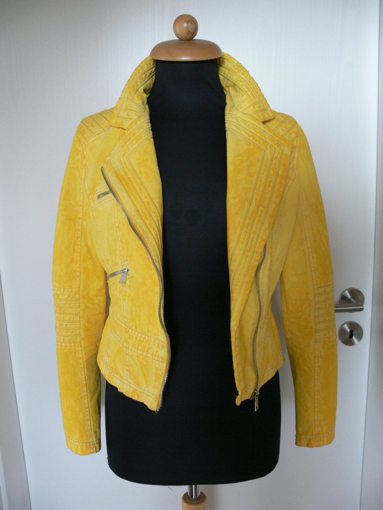 wunderschöne topaktuelle Jacke Blazer Bikerjacke gelb Gr. S NEU 