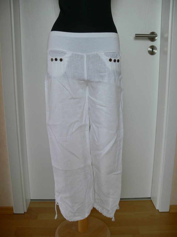 Sommerhose Leinen Größe S weiß 3/4 Hose NEU 
