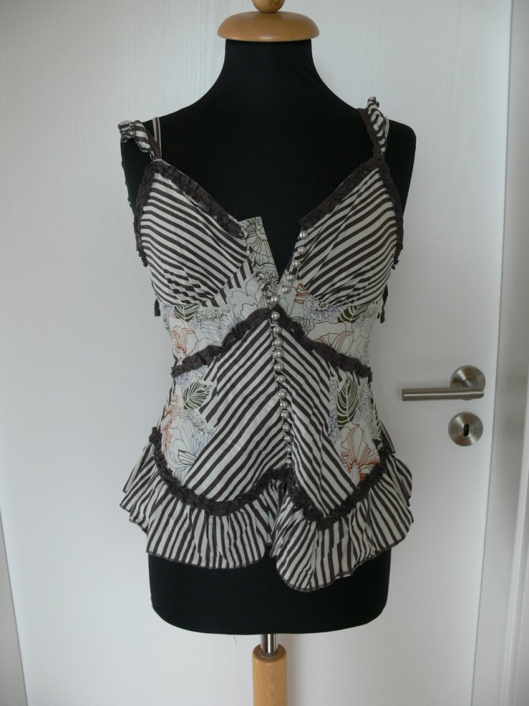 wunderschönes Blusentop Trägertop Top italienisches Modell NEU Gr. S Baumwolle 