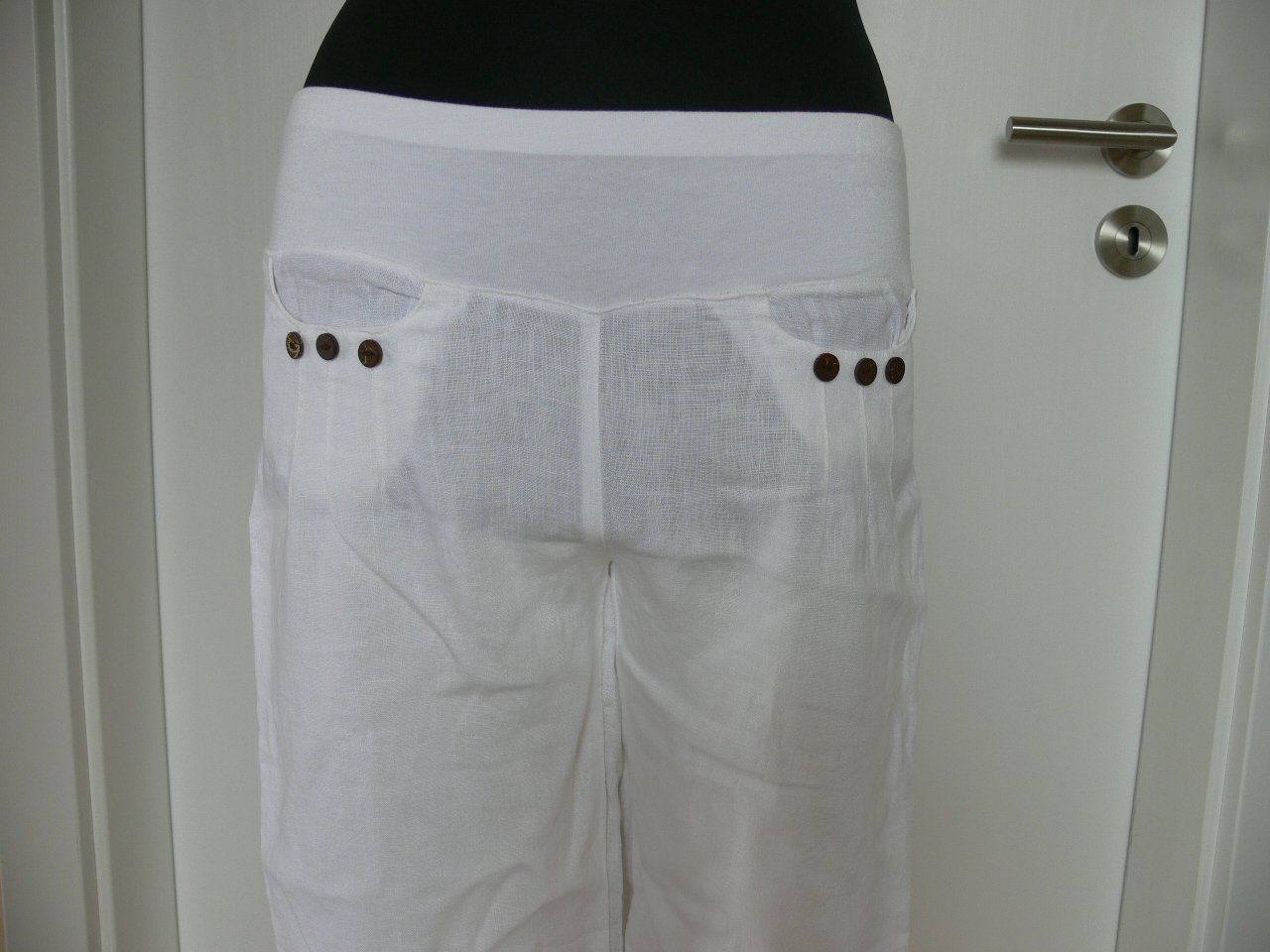 Sommerhose Leinen Größe S weiß 3/4 Hose NEU 