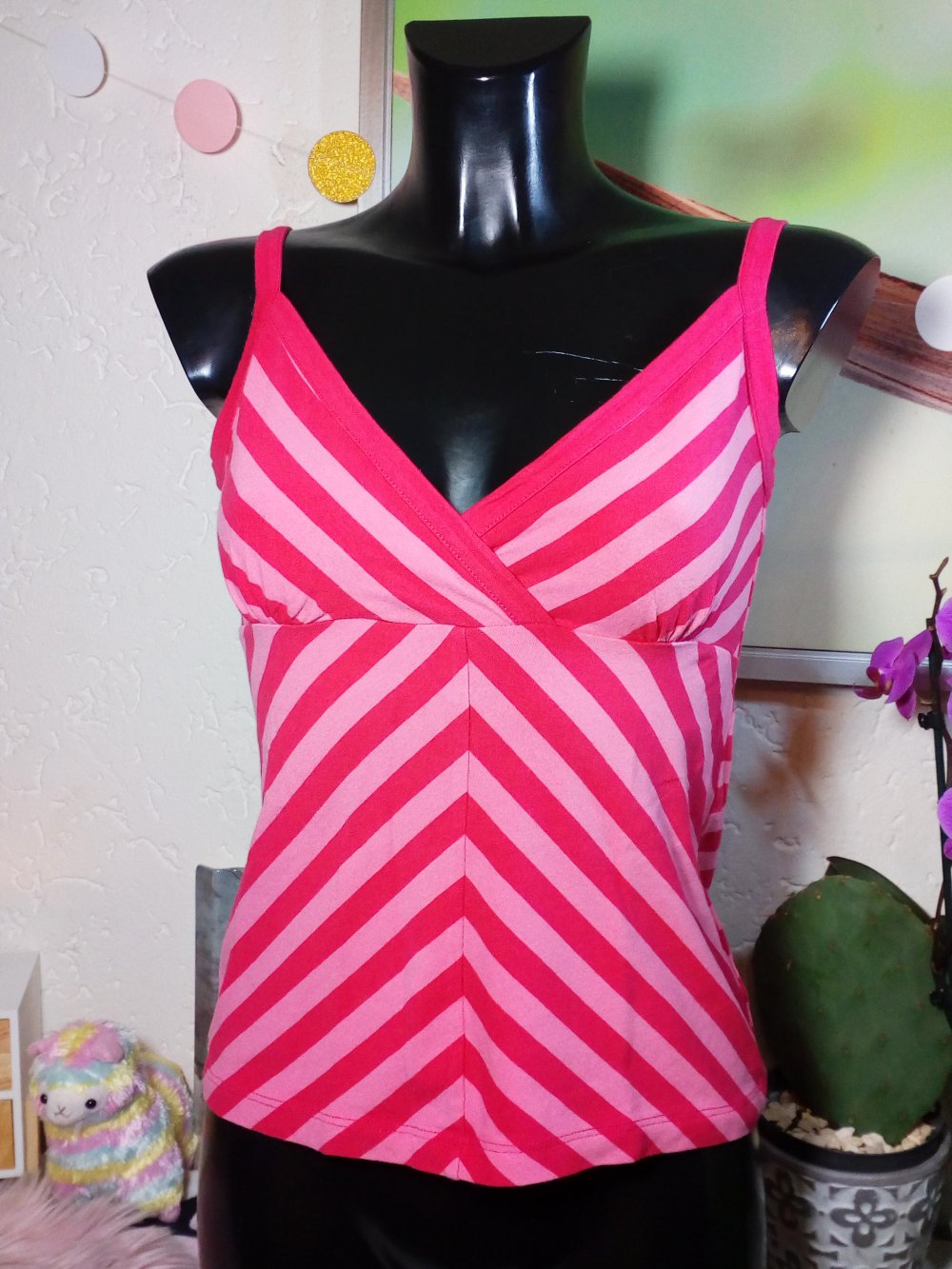 TOP! Süßes Sommer H&M Streifen Top im Wickellook Pink Rosa Gr 38 M Medium Pink Stripes