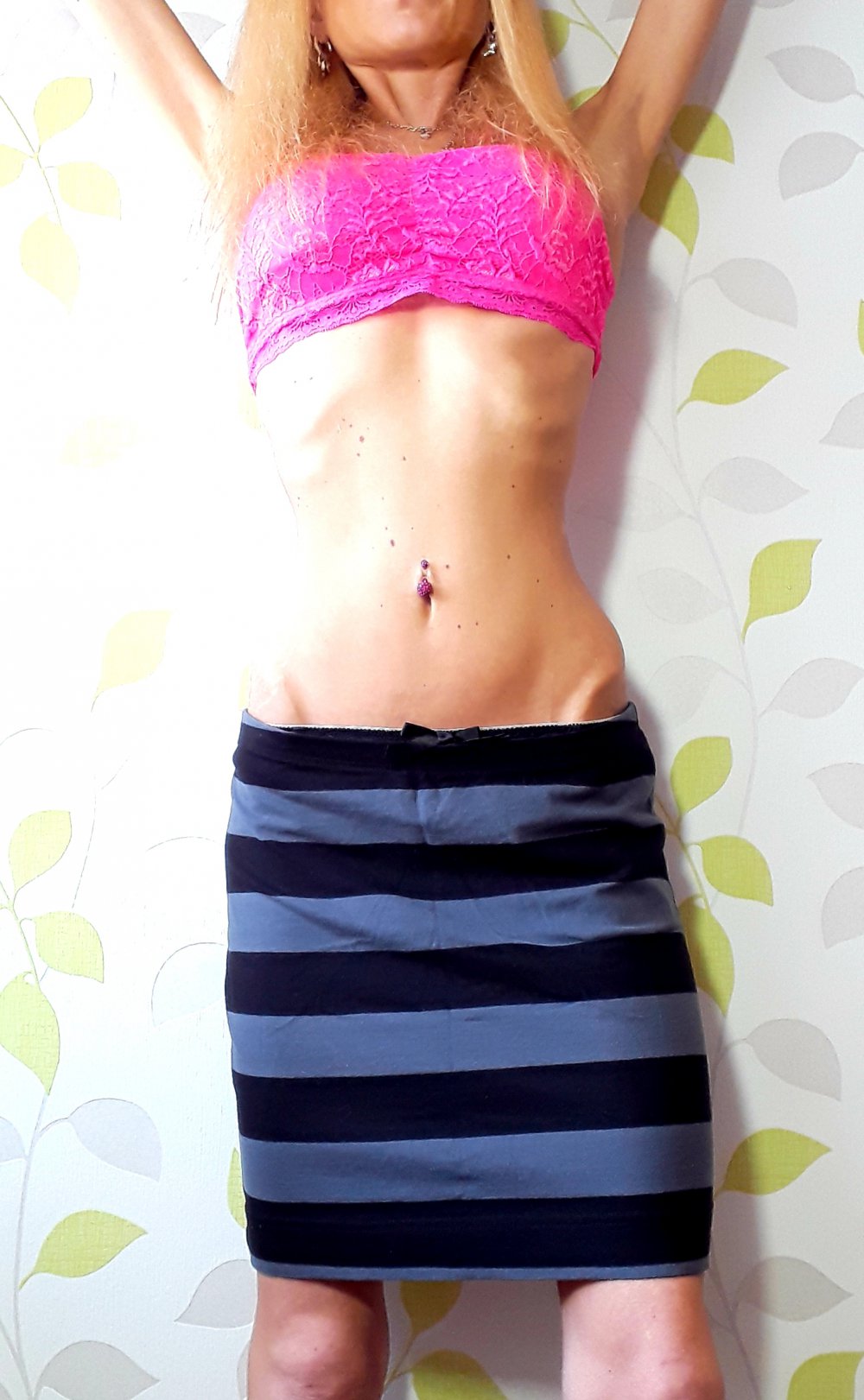 Figurbetonter Sommer H&M Basic Blockstreifen Stretch Rock Gr S 36 Stripes Skirt Urlaub Beach 