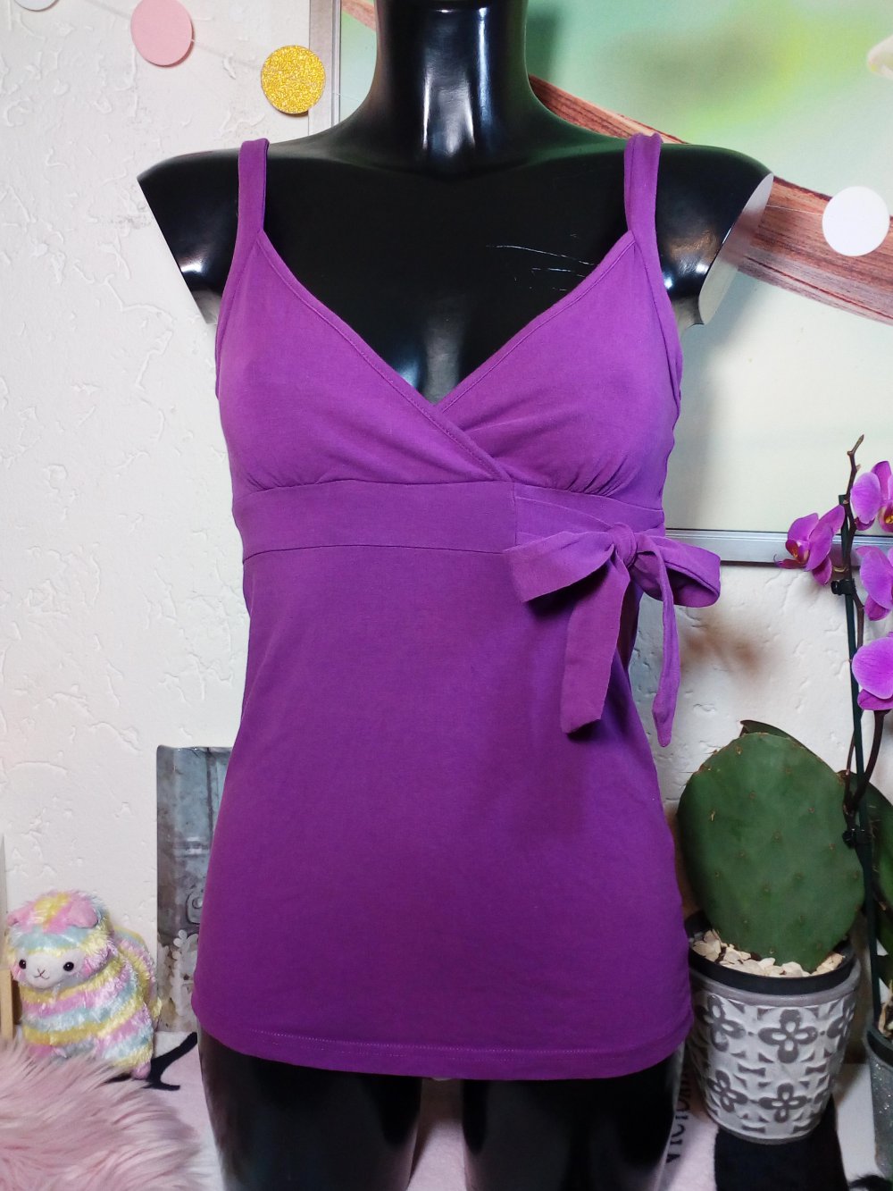 Verspieltes Orsay LA Wickel Top mit Schleife BOW Gr S/M 36/38 Uni Lila Purple Blogger Top Hippie