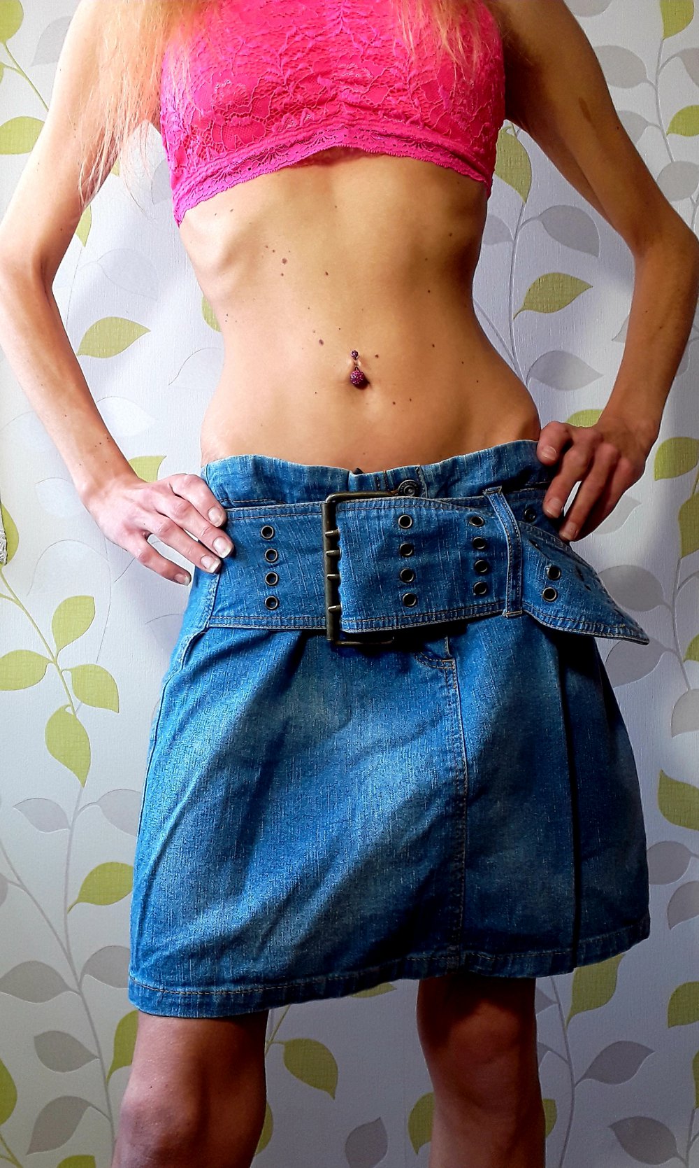 SeXy Colloseum Jeans Mini Rock inkl Gürtel Gr M 38 Blue Denim Skirt Sommer  