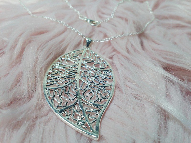 NEU! 925 Sterling Silber Halskette inkl Filigranen Blatt Anhänger Hochglanz Antik plattiert 