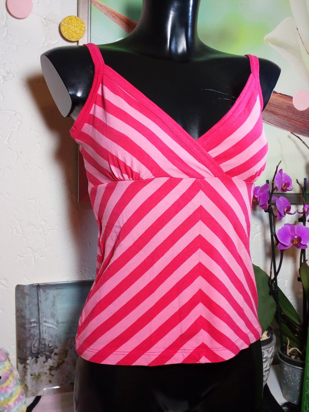 TOP! Süßes Sommer H&M Streifen Top im Wickellook Pink Rosa Gr 38 M Medium Pink Stripes