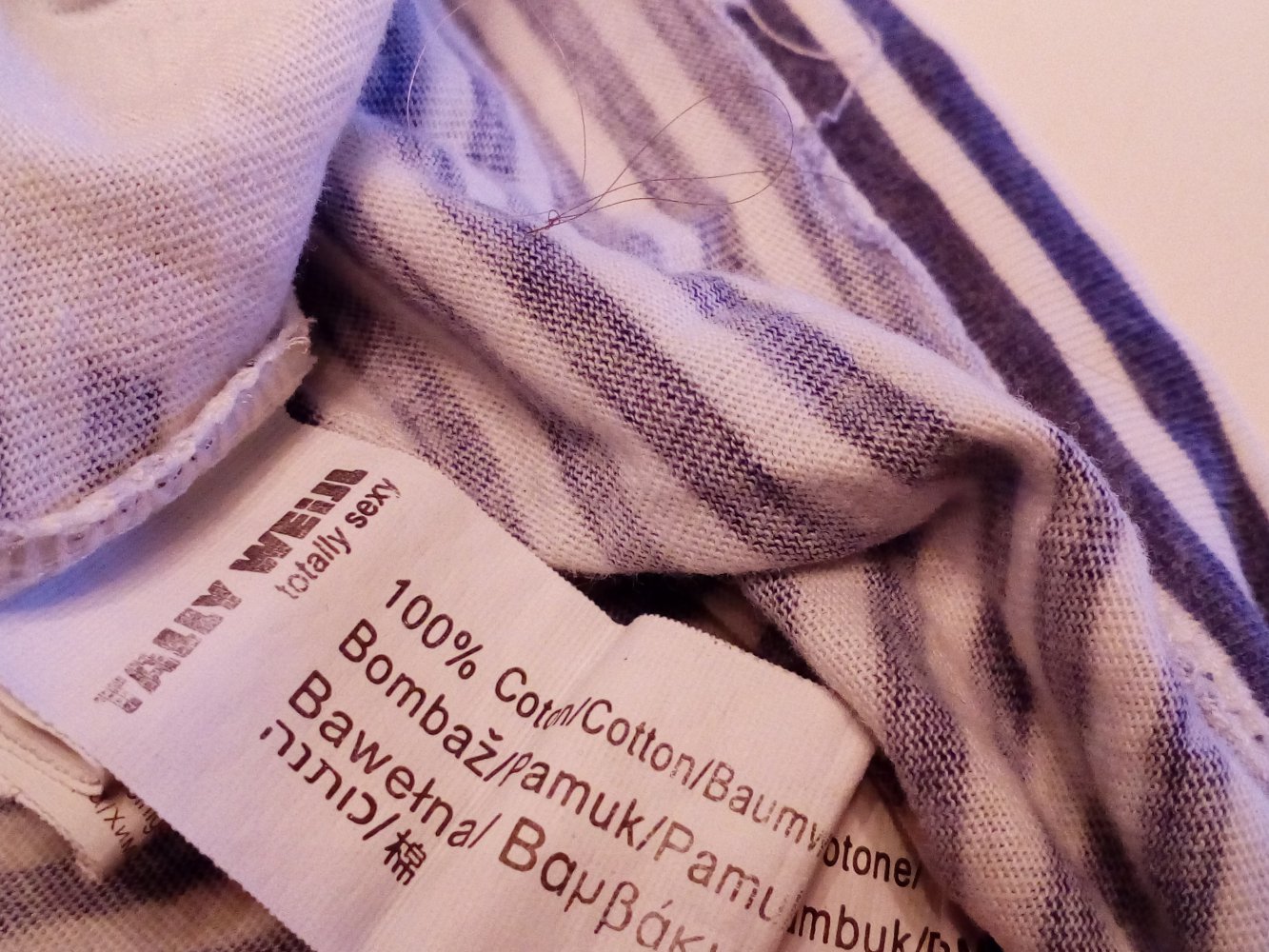 Hippie Sommer Tally Weijl Streifen Shirt mit Print Gr S 36 Small Weiß Blau gestreift bunter Print