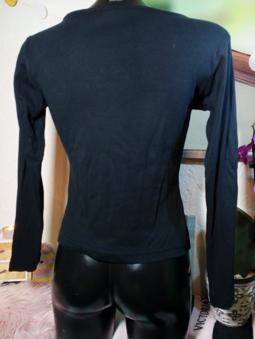 Mexx Damen Langarmshirt mit goldenen Steinchen Größe 38 Medium schwarz Shirt Blogger Hippie