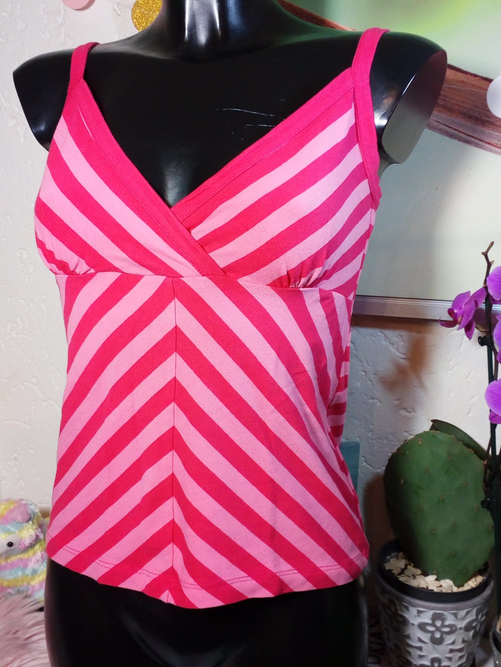 TOP! Süßes Sommer H&M Streifen Top im Wickellook Pink Rosa Gr 38 M Medium Pink Stripes