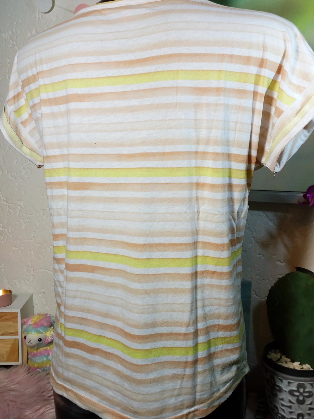 Lässiges edc by Esprit Streifen Shirt mit Deko Knopf Gr 38 M Medium gekrempelte Ärmel Hippie