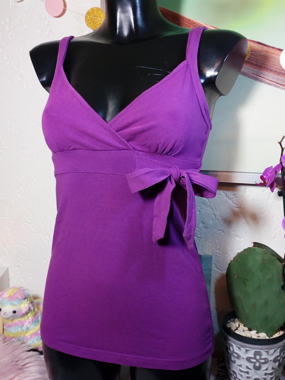 Verspieltes Orsay LA Wickel Top mit Schleife BOW Gr S/M 36/38 Uni Lila Purple Blogger Top Hippie