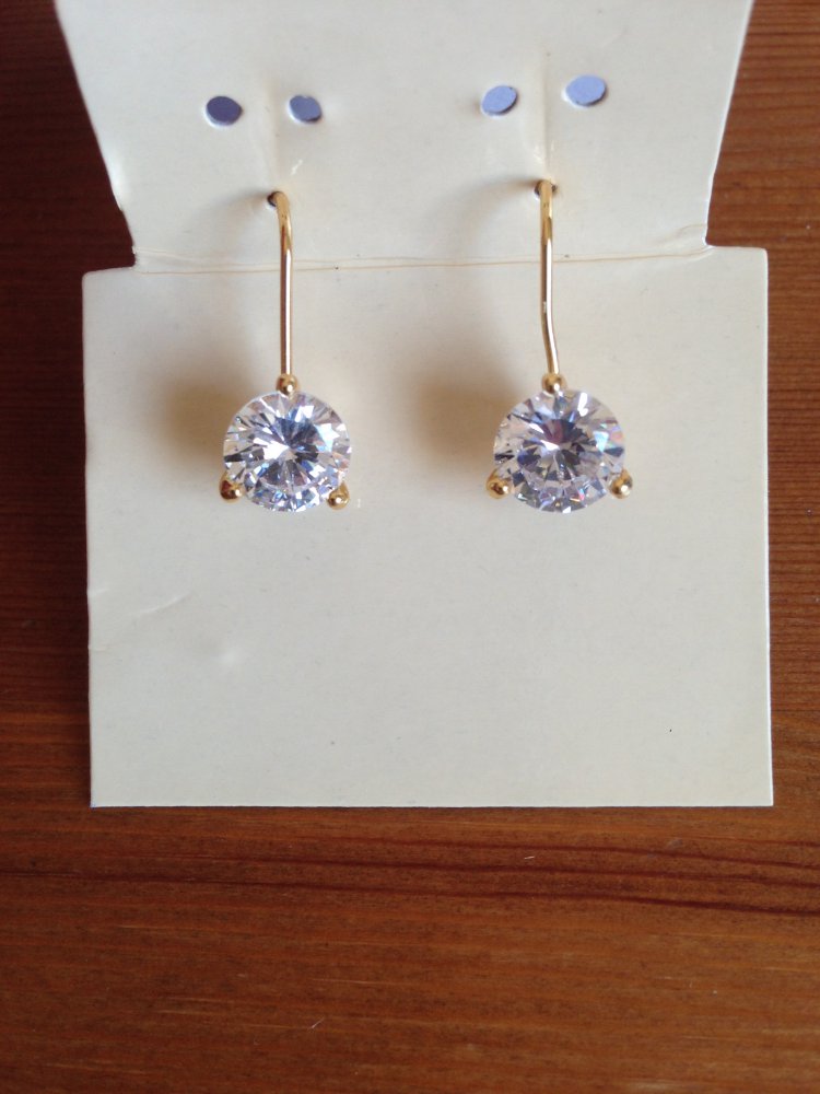 Ohrhänger echt vergoldet mit Glitzerstein NEU