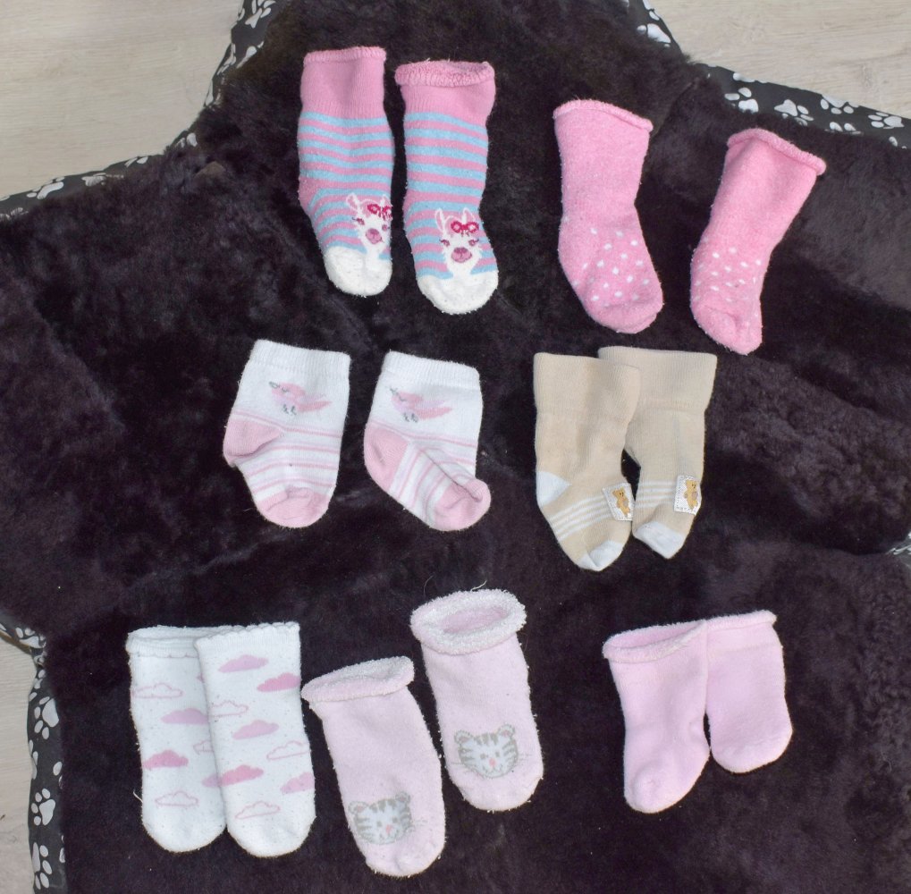 6 Paar Socken, Gr. 50/56, Mädchen, pink