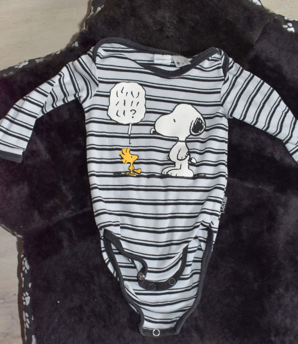 Body gestreift mit Snoopy, Größe 68, H&M