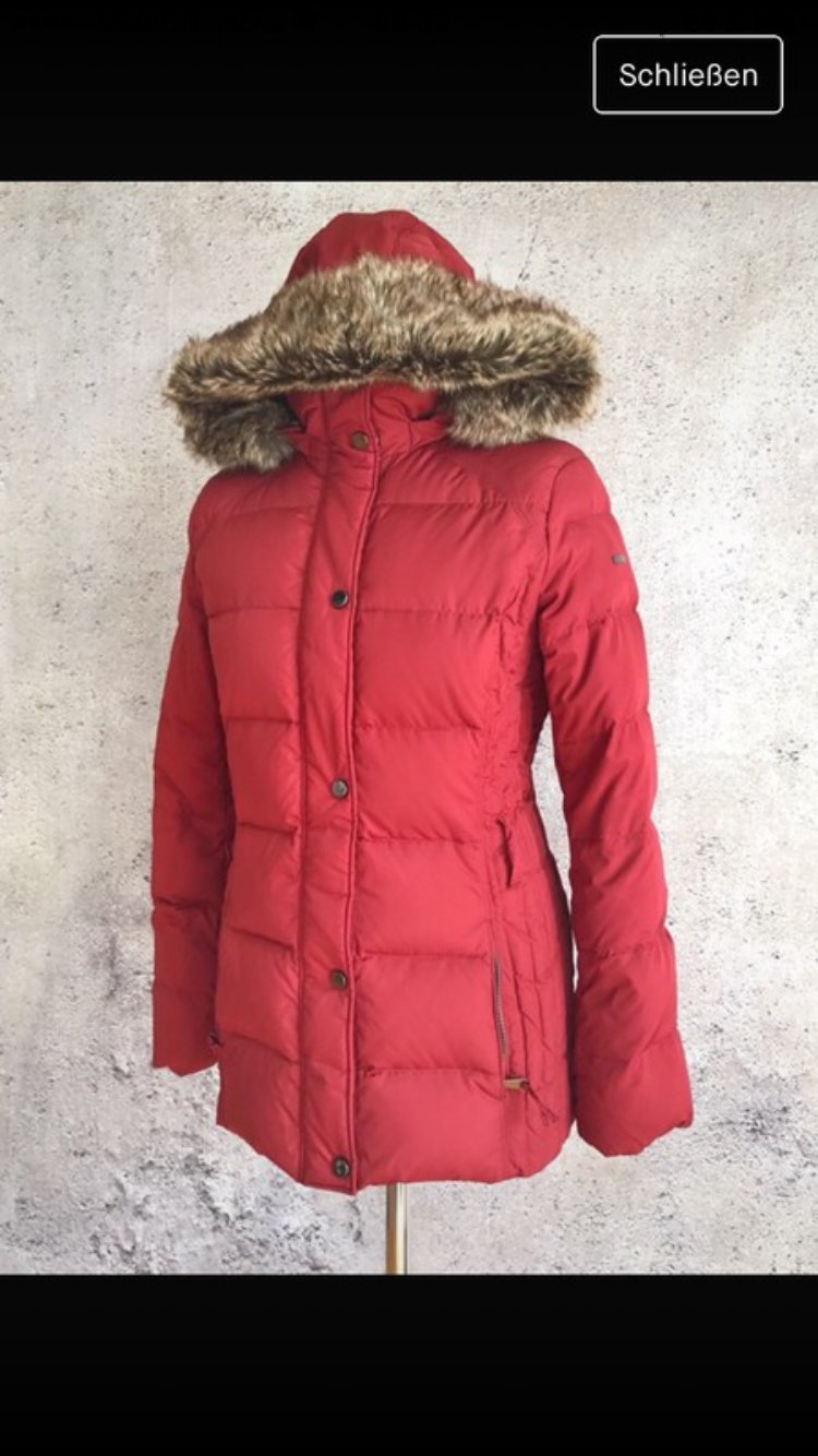 Esprit Daunenmantel M rot Pelz 