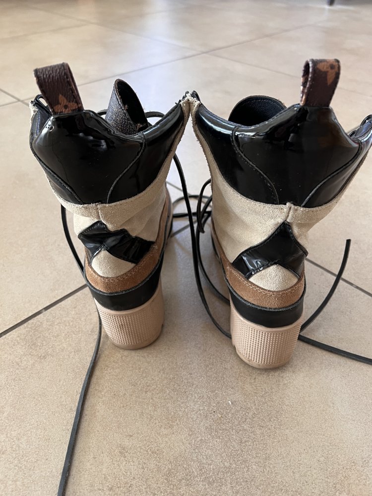 LV style leather boots