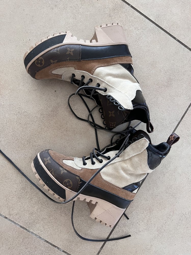 LV style leather boots