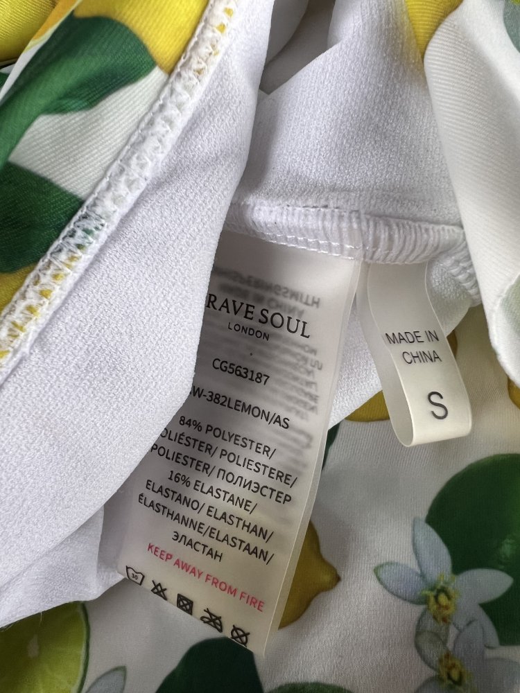 Brave Soul one shoulder swimsuit with printed citrus frill