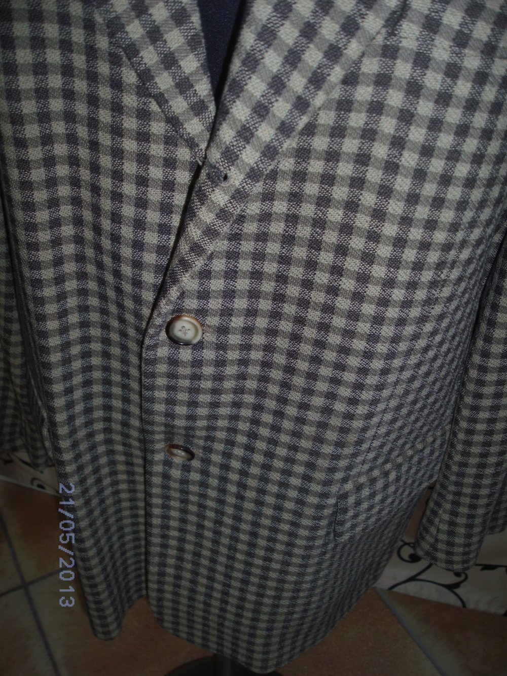 Ital.Mode HERRENSAKKO karriert beige-braun Gr.50 NEUWERTIG