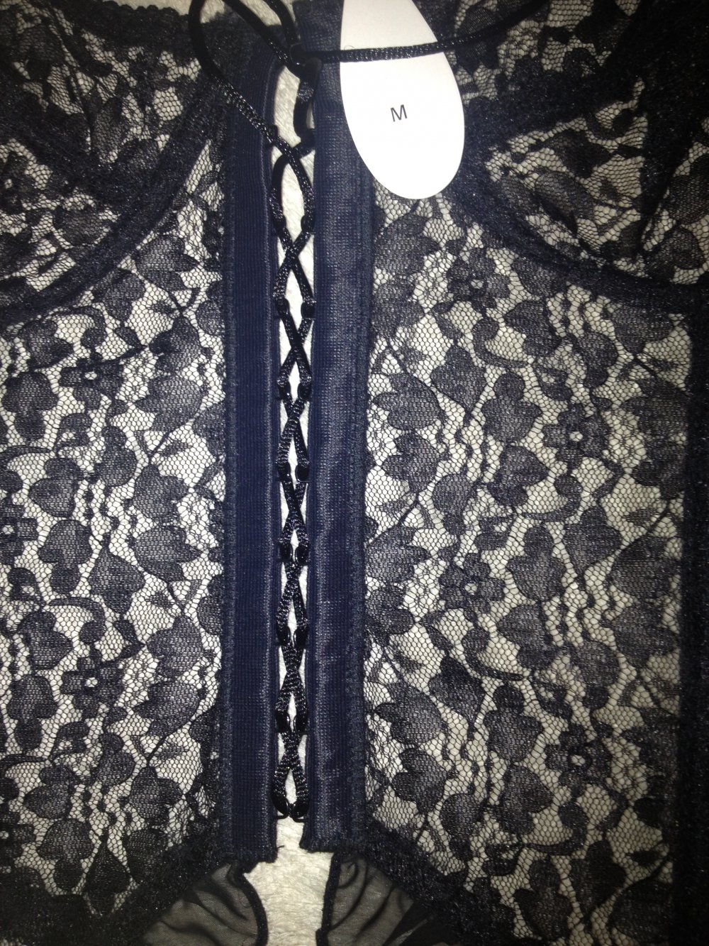 Korsett mit Strapse schwarz Spitze NEU von LR
