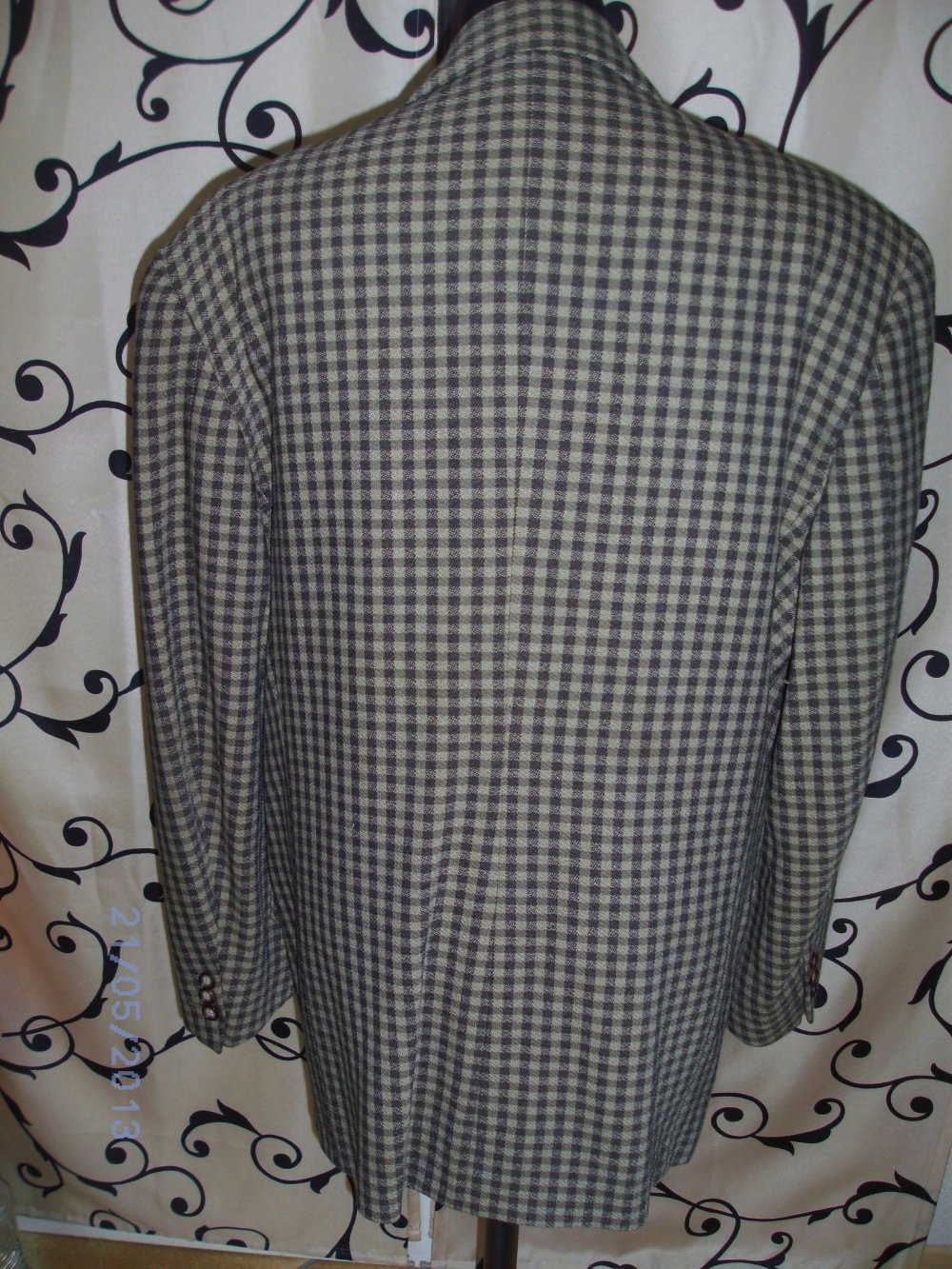 Ital.Mode HERRENSAKKO karriert beige-braun Gr.50 NEUWERTIG