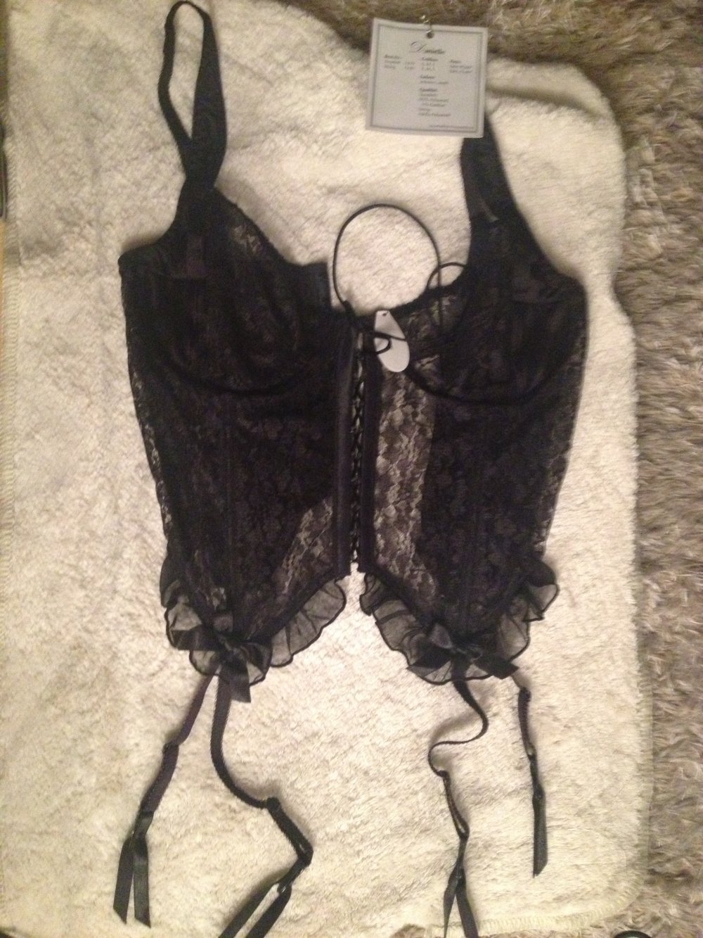 Korsett mit Strapse schwarz Spitze NEU von LR