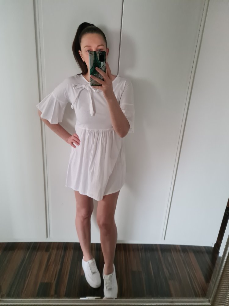 Weißes Baumwollkleid Made in Italy. Unikat