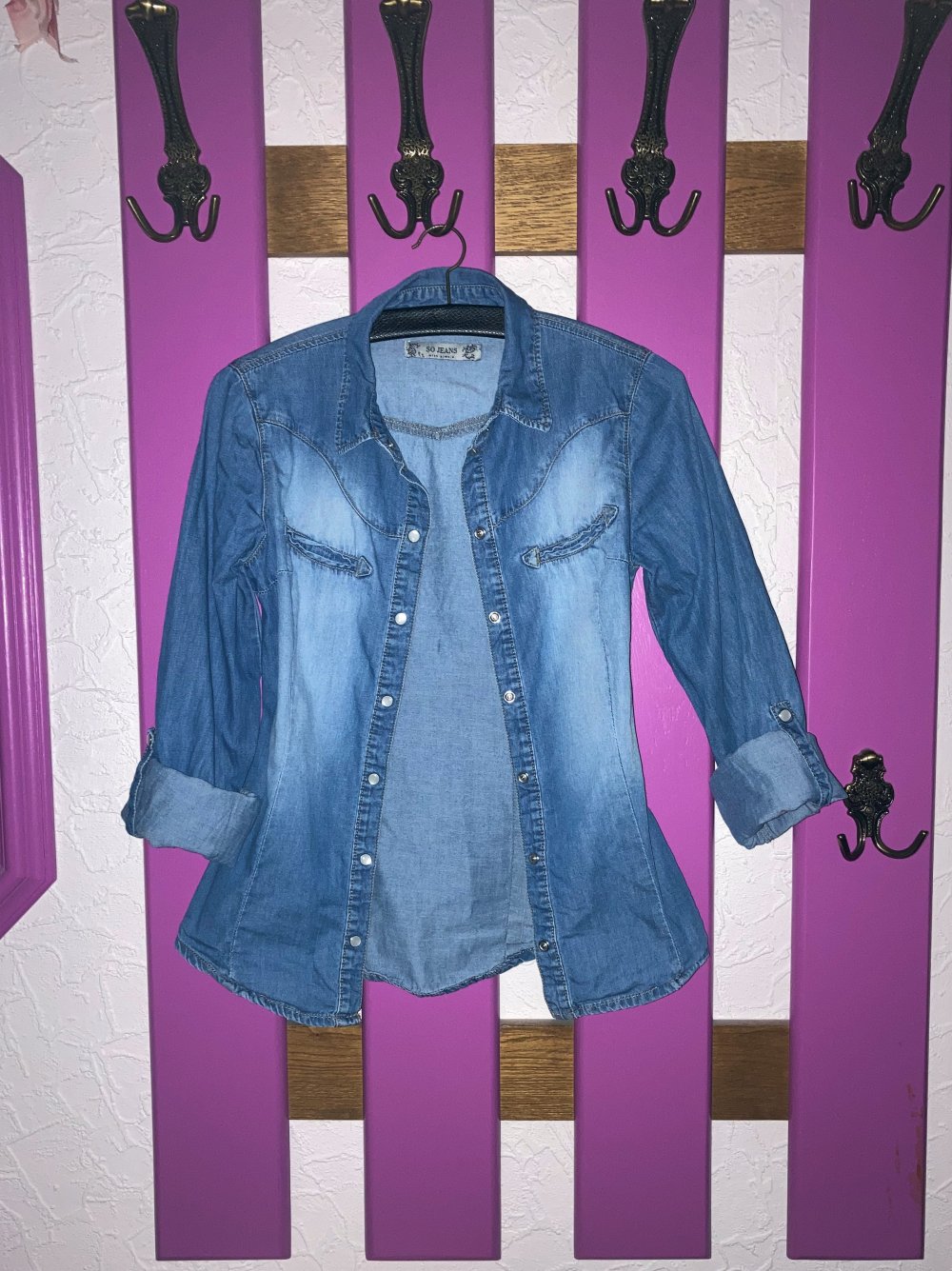 Jeansbluse in Washed-Out-Optik // Jeanshemd 