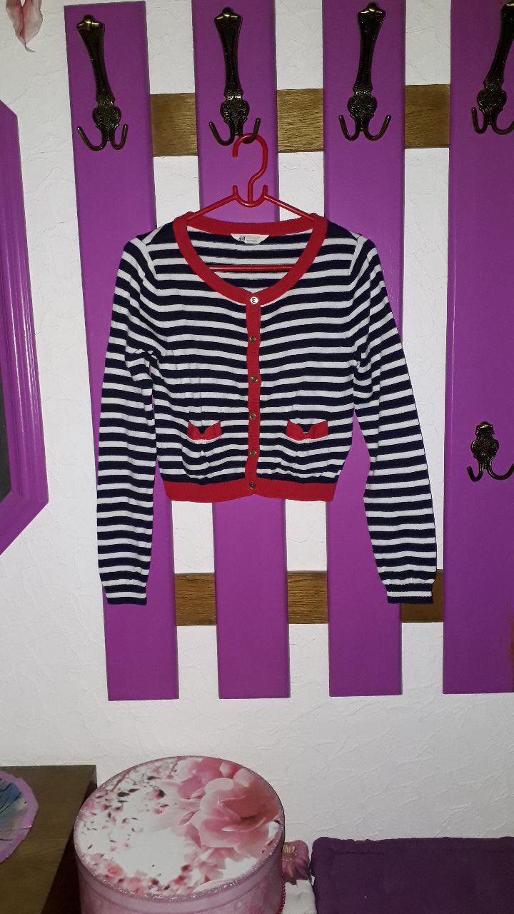 Maritim gestreifte Cardigan mit Taschen