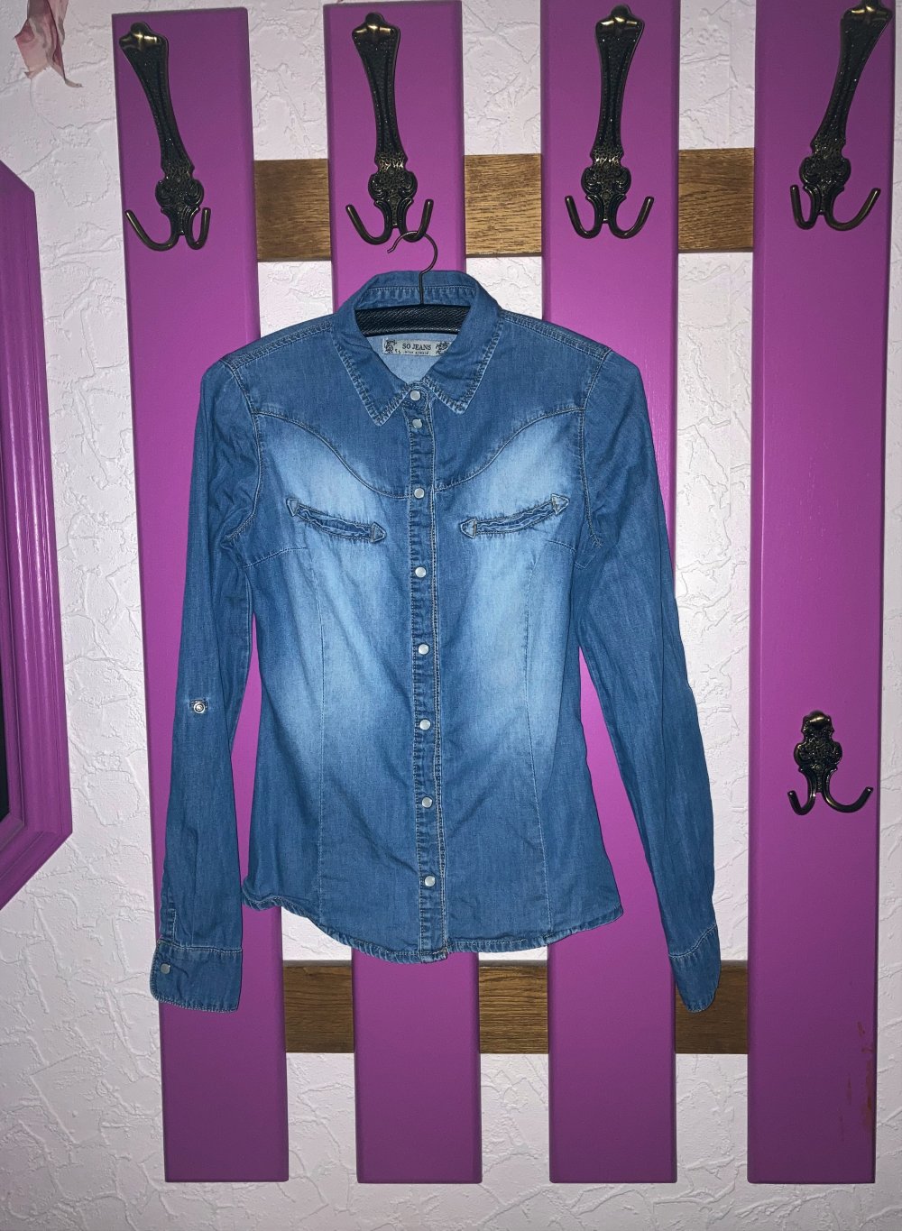 Jeansbluse in Washed-Out-Optik // Jeanshemd 