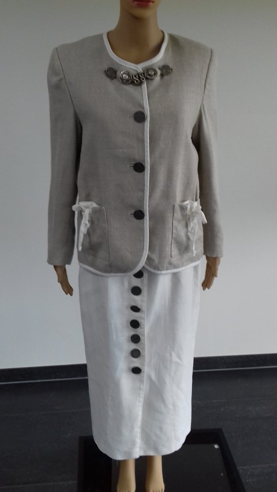 Leinenkleid mit Jacke für sommerlich festliche Anlässe, Gr. 36 Alba MOda Faschion & Quality