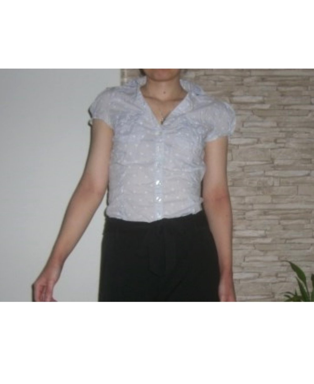 BLUSE OBERTEIL PUNKTE PUFFÄRMEL POLKADOTS HEMD 36/S