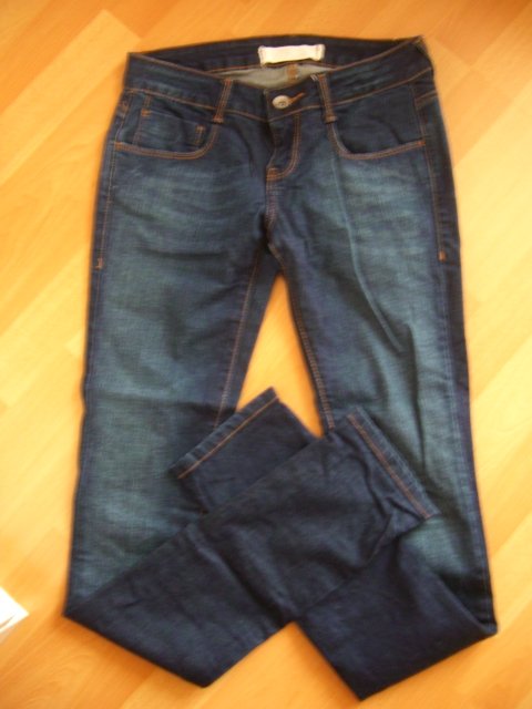 ZARA RÖHRENJEANS RÖHRENHOSE GR.36 DENIM SKINNY DARKBLUE WASCHUNGEN