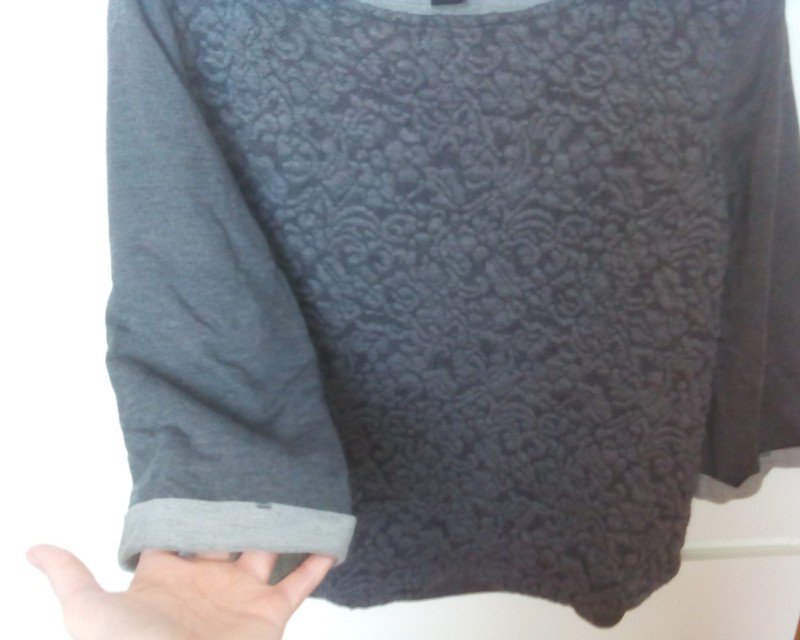 NEU SWEATER CROPPED BESTICKT PULLOVER OBERTEIL WEITE ÄRMEL 34/XS LÄSSIG CASUAL OVERSIZE