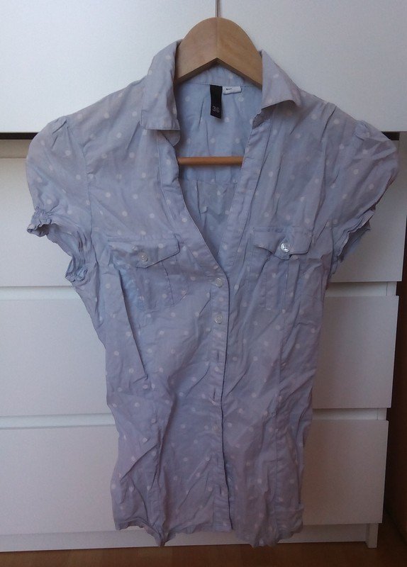 BLUSE OBERTEIL PUNKTE PUFFÄRMEL POLKADOTS HEMD 36/S