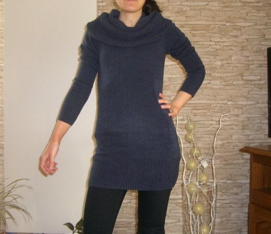 NEU ROLLKRAGEN KLEID PULLI STRICK WEITER KRAGEN KUSCHELIG LANGÄRMLIG 36/S UNGETRAGEN