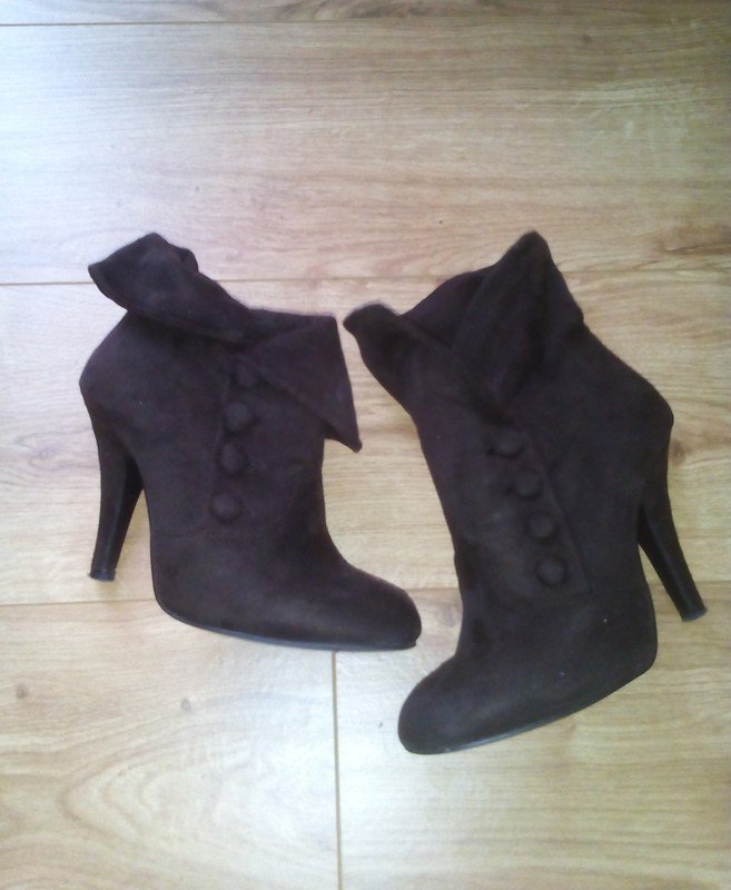 Wildleder Stiefeletten Velours Ankleboots Stiefel dunkelbraun hohe schuhe 38