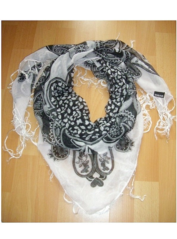 DAMENTUCH KOPFTUCH SCHAL FRANSEN FLORAL BLUMENMUSTERNEUWERTIG ONESIZE 