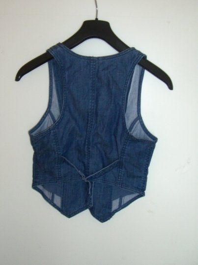 NEU JEANSWESTE GILET ÜBERZIEHER DENIM TALLIERT 34/XS UNGETRAGEN 