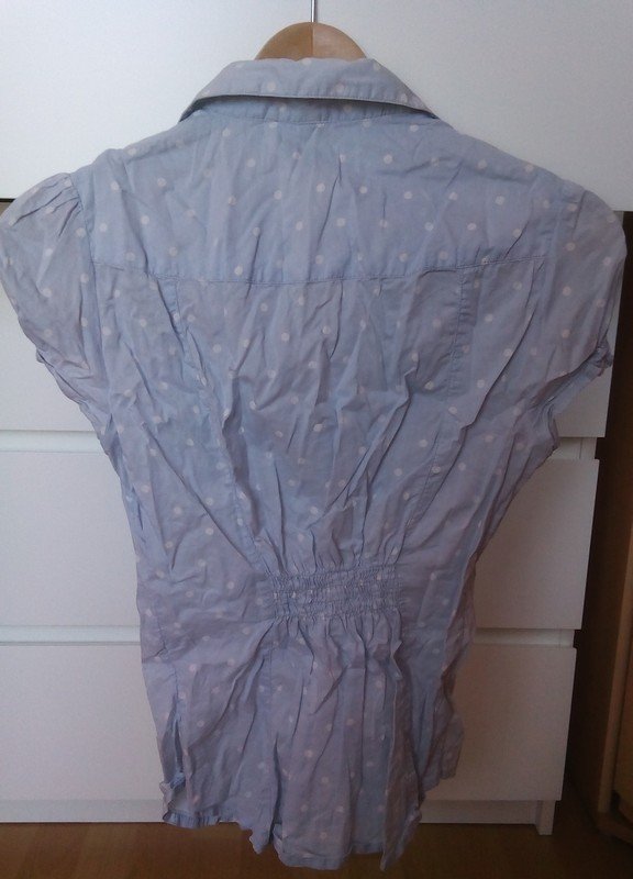 BLUSE OBERTEIL PUNKTE PUFFÄRMEL POLKADOTS HEMD 36/S