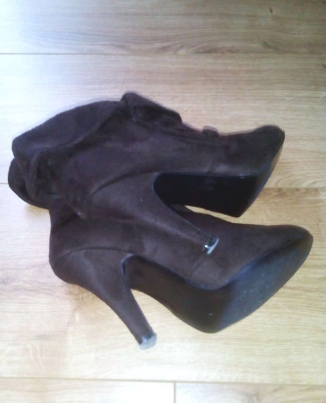 Wildleder Stiefeletten Velours Ankleboots Stiefel dunkelbraun hohe schuhe 38