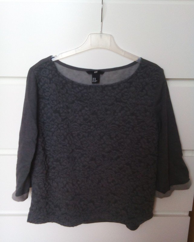 NEU SWEATER CROPPED BESTICKT PULLOVER OBERTEIL WEITE ÄRMEL 34/XS LÄSSIG CASUAL OVERSIZE