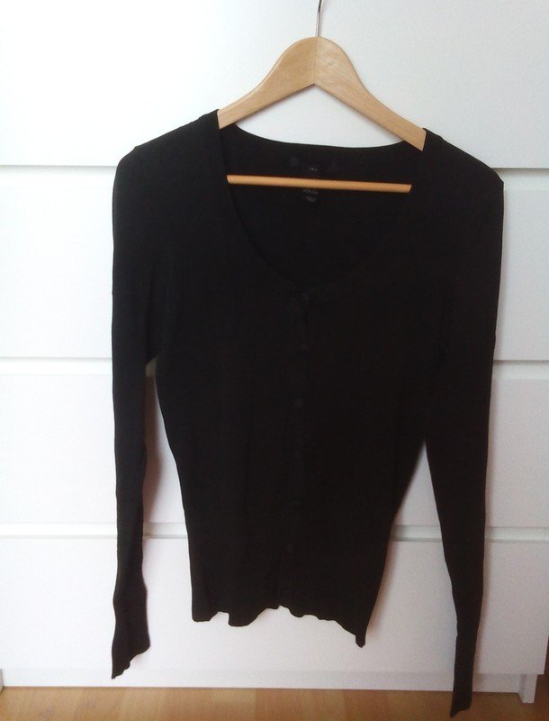 CARDIGAN STRICKJACKE ÜBERZOGENE KNÖPFE JÄCKCHEN TALLIERT H&M S/36 CASUAL