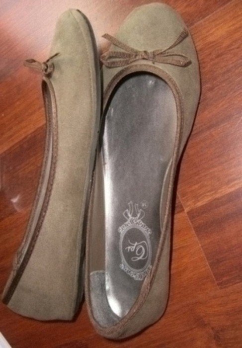 WILDLEDER BALLERINAS SLIPON HALBSCHUHE CASUAL GR.38 TAUPE BRAUN 