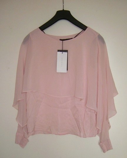 NEU BLUSE ZARA VOLANT OBERTEIL LANGÄRMLIG CHIFFON XS/34