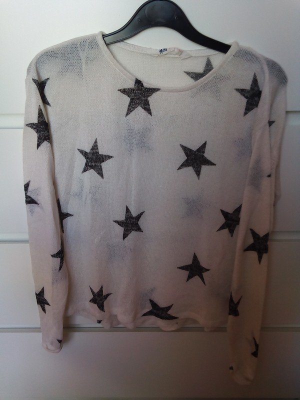 NEU POLLUVER FEINSTRICK CROPPED LANGÄRMLIG LONGSLEEVE LOCKER LOWHIGH STERNE UNGETRAGEN 